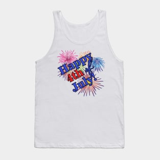Happy 4th of July! Fireworks Graphic Design Tank Top